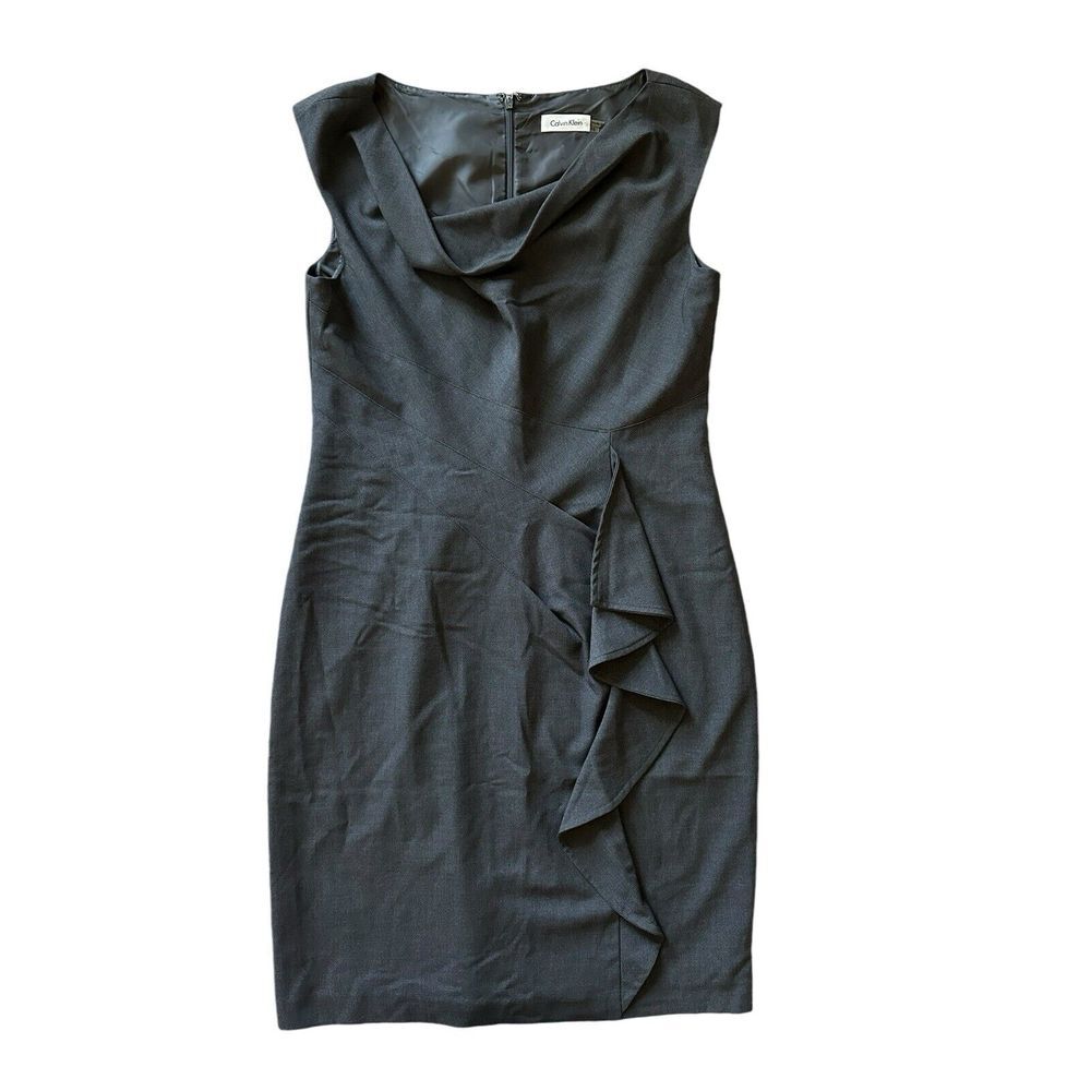 Calvin Klein Womens Career Casual Dress Pencil Black Sleeveless‎ Size 10P